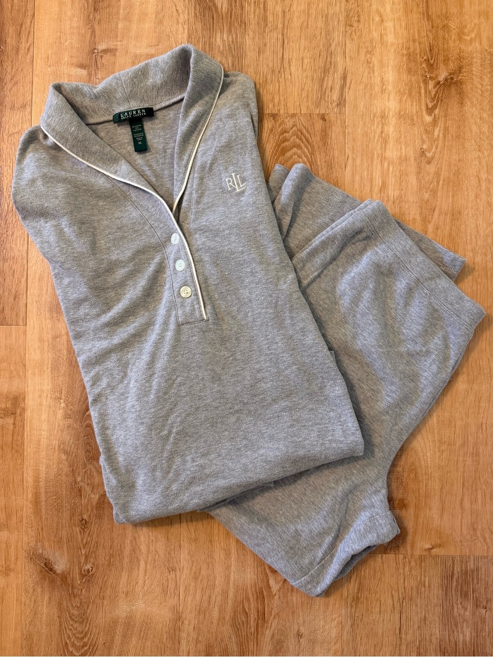 Lauren Ralph Lauren Gray Long-Sleeve Pajama Set